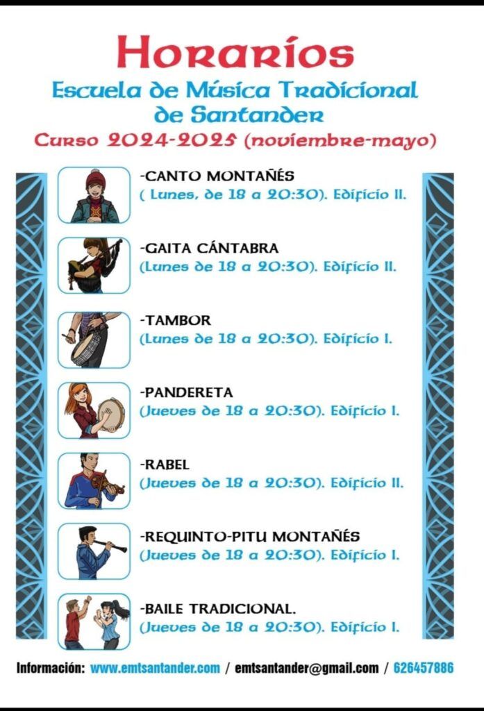 La Escuela de Música Tradicional de Santander comienza en noviembre.